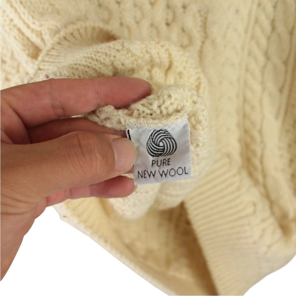 Blarney Woolen Mills Sweater Sz M Beige Pullover Wool Ireland Chunky Fisherman - Picture 10 of 13